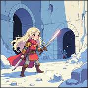 Young female warrior with a sword.